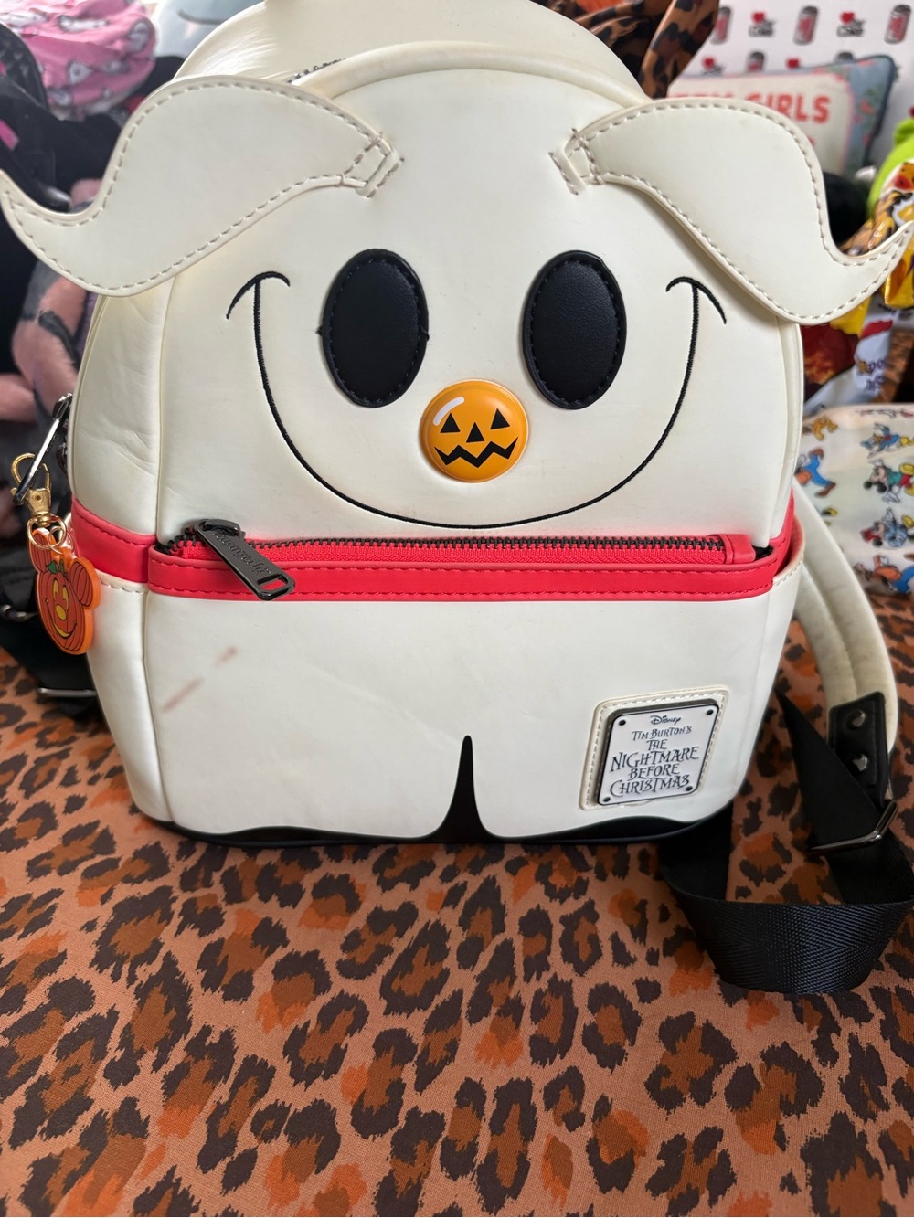 Loungefly White Ghost Mini Backpack with Pink Trim